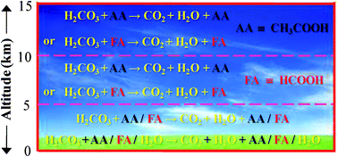 Graphical abstract: H2CO3 → CO2 + H2O decomposition in the presence of H2O, HCOOH, CH3COOH, H2SO4 and HO2 radical: instability of the gas-phase H2CO3 molecule in the troposphere and lower stratosphere