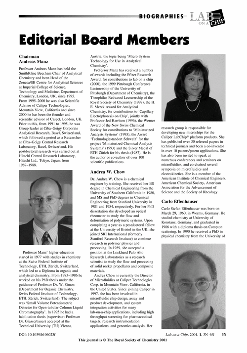 Biographies of Editorial Board Members Lab on a Chip (RSC Publishing)