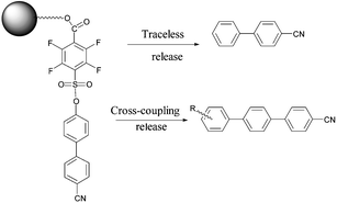 Graphical abstract: A novel solid-phase equivalent to the triflate group and its application to traceless linking and cross-coupling-release strategies