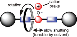 Graphical abstract: Controlling the rate of shuttling motions in [2]rotaxanes by electrostatic interactions: a cation as solvent-tunable brake