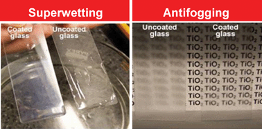 Graphical abstract: Novel TiO2 thin film with non-UV activated superwetting and antifogging behaviours