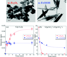 Graphical abstract: Adsorption of sulfur dioxide on hematite and goethite particle surfaces