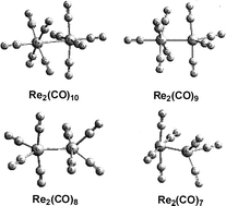 Graphical abstract: Binuclear manganese and rhenium carbonyls M2(CO)n (n = 10, 9, 8, 7): comparison of first row and third row transition metal carbonyl structures