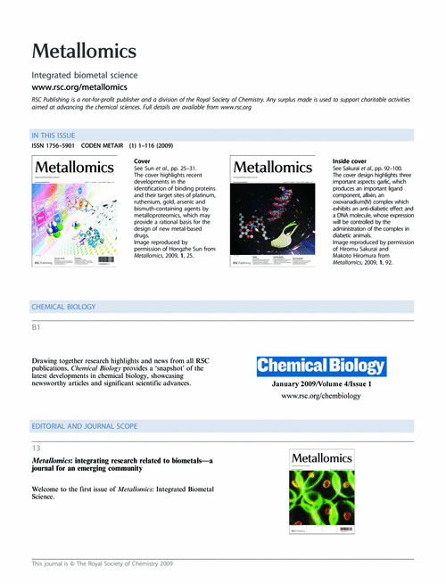 Metallomics issue 1 contents pages