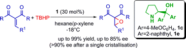 Graphical abstract: Asymmetric epoxidation of 2-arylidene-1,3-diketones: facile access to synthetically useful epoxides