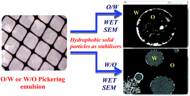 Graphical abstract: Particle stabilised emulsions studied by WETSEM technique