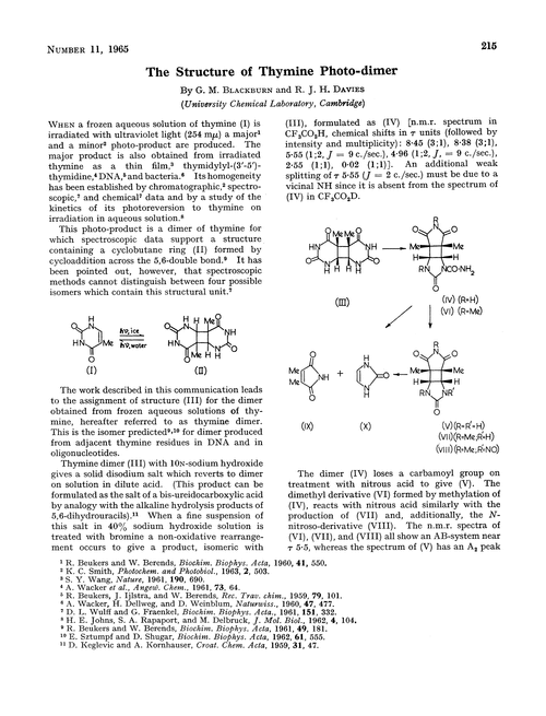 The structure of thymine photodimer Chemical Communications (London