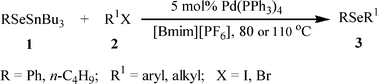 Graphical abstract: Palladium-catalyzed cross-coupling of PhSeSnBu3 with aryl and alkyl halides in ionic liquids: a practical synthetic method of diorganyl selenides