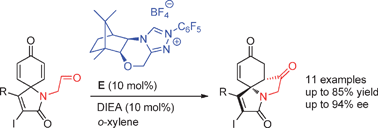 Graphical abstract: Desymmetrization of cyclohexadienones viad-camphor-derived triazolium salt catalyzed intramolecular Stetter reaction