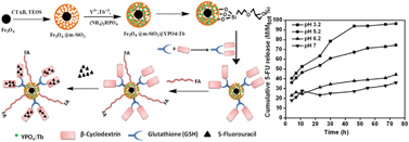 Graphical abstract: Multifunctional magnetic fluorescent hybrid nanoparticles as carriers for the hydrophobic anticancer drug 5-fluorouracil