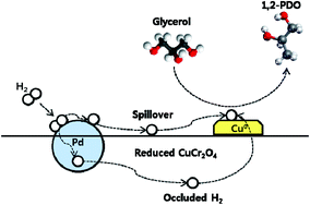 Graphical abstract: Promoter effect of Pd in CuCr2O4 catalysts on the hydrogenolysis of glycerol to 1,2-propanediol