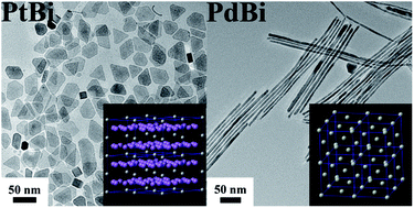 Graphical abstract: Synthesis and electrocatalytic properties of PtBi nanoplatelets and PdBi nanowires