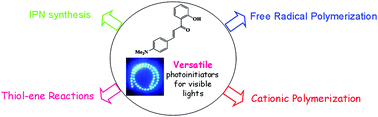 Graphical abstract: Chalcone derivatives as highly versatile photoinitiators for radical, cationic, thiol–ene and IPN polymerization reactions upon exposure to visible light