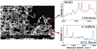 Graphical abstract: Spontaneous formation of branched nanochains from room temperature molten amides: visible and near-IR active, SERS substrates for non-fluorescent and fluorescent analytes