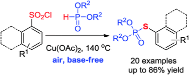 Graphical abstract: Copper-catalyzed reductive coupling of aryl sulfonyl chlorides with H-phosphonates leading to S-aryl phosphorothioates