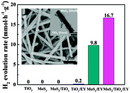 Graphical abstract: MoS2 nanosheet/TiO2 nanowire hybrid nanostructures for enhanced visible-light photocatalytic activities