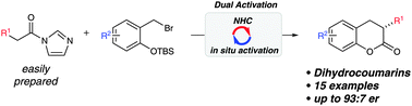 Graphical abstract: N-Heterocyclic carbene-catalyzed enantioselective annulations: a dual activation strategy for a formal [4+2] addition for dihydrocoumarins
