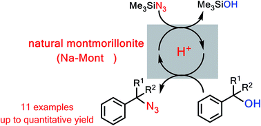 Graphical abstract: A combination of trimethylsilyl chloride and hydrous natural montmorillonite clay: an efficient solid acid catalyst for the azidation of benzylic and allylic alcohols with trimethylsilyl azide