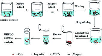 Graphical abstract: Preparation of fluorine functionalized magnetic nanoparticles for fast extraction and analysis of perfluorinated compounds from traditional Chinese medicine samples