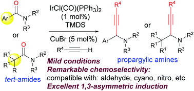Graphical abstract: Chemoselective reductive alkynylation of tertiary amides by Ir and Cu(i) bis-metal sequential catalysis