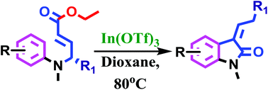 Graphical abstract: Indium triflate catalysed 3-aza-Cope rearrangement of amino acid derived α,β-unsaturated esters to alkylidene oxindoles