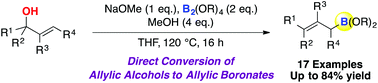Graphical abstract: Allylic borylation of tertiary allylic alcohols: a divergent and straightforward access to allylic boronates