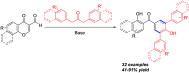 Graphical abstract: Mild base-promoted benzannulation for the construction of polyfunctionalized m-terphenyl derivatives and their application as potent UV-filters