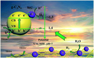 Graphical abstract: Earth-abundant WC nanoparticles as an active noble-metal-free co-catalyst for the highly boosted photocatalytic H2 production over g-C3N4 nanosheets under visible light