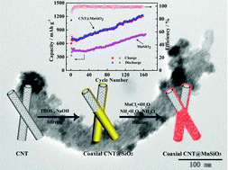 Graphical abstract: Core–shell structured MnSiO3 supported with CNTs as a high capacity anode for lithium-ion batteries