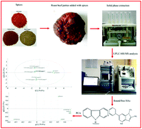 Graphical abstract: Inhibitory profiles of spices against free and protein-bound heterocyclic amines of roast beef patties as revealed by ultra-performance liquid chromatography–tandem mass spectrometry and principal component analysis