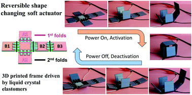 Graphical abstract: 3D printed reversible shape changing soft actuators assisted by liquid crystal elastomers