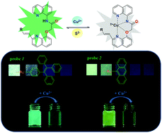 Graphical abstract: Two new quinoline-based regenerable fluorescent probes with AIE characteristics for selective recognition of Cu2+ in aqueous solution and test strips