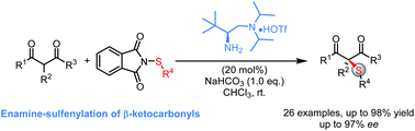 Graphical abstract: Catalytic enantioselective Î±-sulfenylation of Î²-ketocarbonyls by chiral primary amines