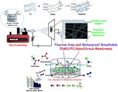Graphical abstract: Environmentally sustainable, fluorine-free and waterproof breathable PDMS/PS nanofibrous membranes for carbon dioxide capture