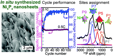 Graphical abstract: In situ synthesis and in operando NMR studies of a high-performance Ni5P4-nanosheet anode
