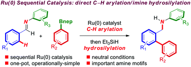 Graphical abstract: Ruthenium(0)-sequential catalysis for the synthesis of sterically hindered amines by C–H arylation/hydrosilylation
