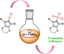 Graphical abstract: Organometallic chemistry in aqua regia: metal and ligand based oxidations of (NHC)AuCl complexes