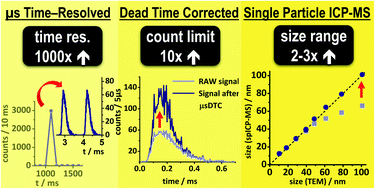 Graphical abstract: Single particle inductively coupled plasma mass spectrometry: investigating nonlinear response observed in pulse counting mode and extending the linear dynamic range by compensating for dead time related count losses on a microsecond timescale