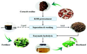 Graphical abstract: A clean and effective potassium hydroxide pretreatment of corncob residue for the enhancement of enzymatic hydrolysis at high solids loading