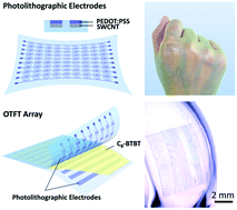 Graphical abstract: A photolithographic stretchable transparent electrode for an all-solution-processed fully transparent conformal organic transistor array