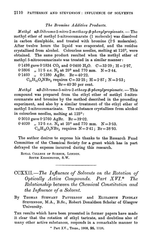 CCXXII.—The influence of solvents on the rotation of optically active compounds. Part XVI. The relationship between the chemical constitution and the influence of a solvent