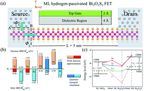 Graphical abstract: First-principles simulation of monolayer hydrogen passivated Bi2O2S2–metal interfaces