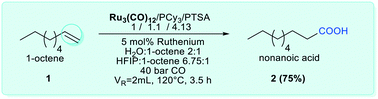 Graphical abstract: Ruthenium-catalysed hydroxycarbonylation of olefins