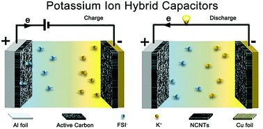 Graphical abstract: Nitrogen-doped carbon nanotubes as an anode for a highly robust potassium-ion hybrid capacitor
