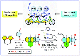 Graphical abstract: Synthesis and ethylene-promoted metathesis of adducts of tandem [4+2]/[4+2] cycloaddition between bis-furyl dienes and maleic acid derivatives