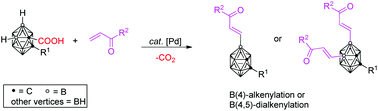 Graphical abstract: Palladium-catalyzed regioselective synthesis of B(4,5)- or B(4)-substituted o-carboranes containing α,β-unsaturated carbonyls