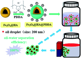Graphical abstract: Synthesis of Fe3O4 nanocomposites for efficient separation of ultra-small oil droplets from hexadecane–water emulsions