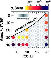 Graphical abstract: Free-standing Li+-conductive films based on PEO–PVDF blends
