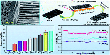 Graphical abstract: CVD carbon-coated carbonized loofah sponge loaded with a directionally arrayed MXene aerogel for electromagnetic interference shielding