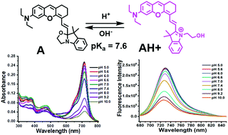 Graphical abstract: A near-infrared fluorescent probe based on a hemicyanine dye with an oxazolidine switch for mitochondrial pH detection